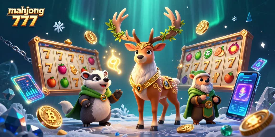 Engage with mahjong 777 in a vibrant slot challenge featuring dynamic characters and glowing cryptocurrencies.