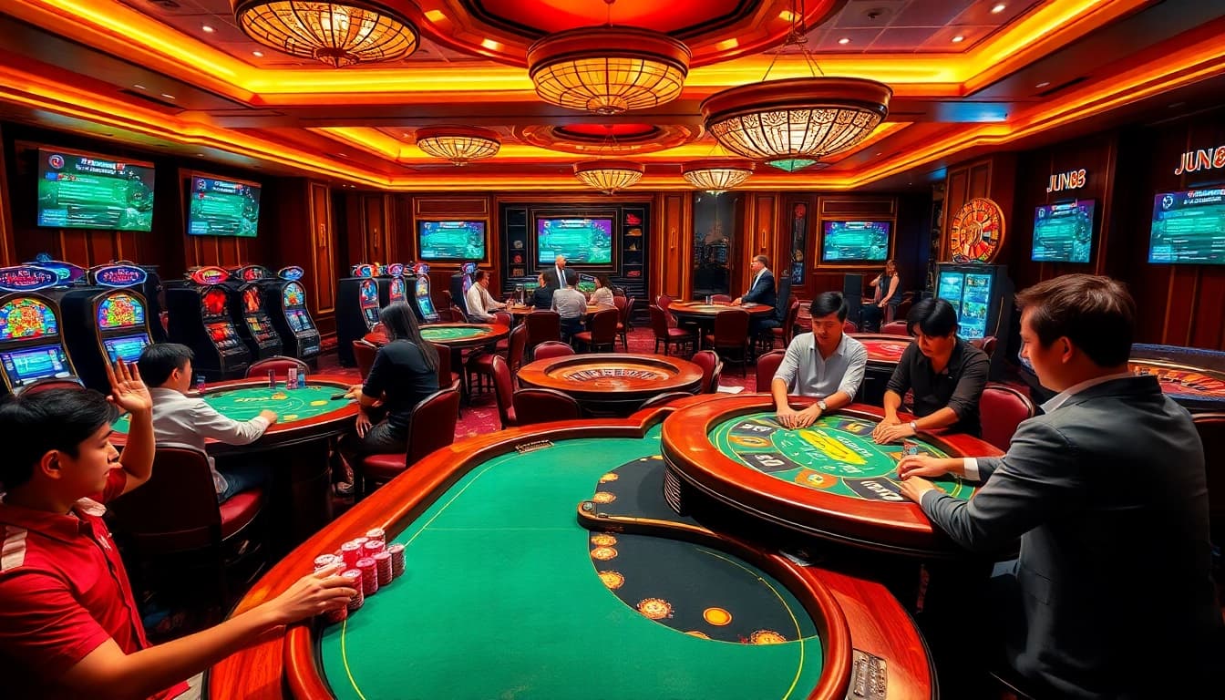 Experience the thrill of poker at Jun88 with professional gameplay at elegant tables.
