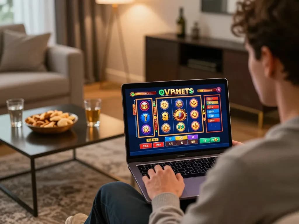 Playing live online games at home, focusing on link slot gacor strategies and winning opportunities.
