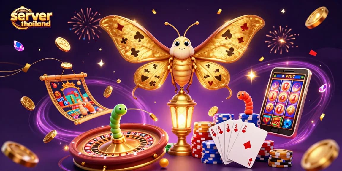 Spin to win with server thailand, showcasing a vibrant 3D casino illustration filled with exciting gaming elements.