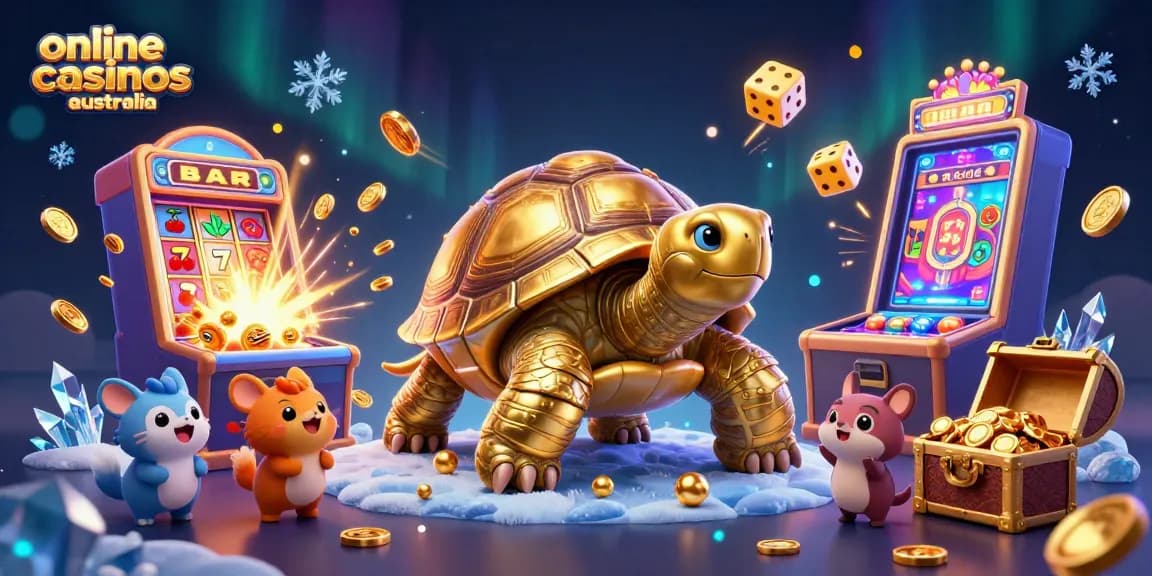 Experience the excitement of online casinos Australia with this vibrant 3D casino scene.