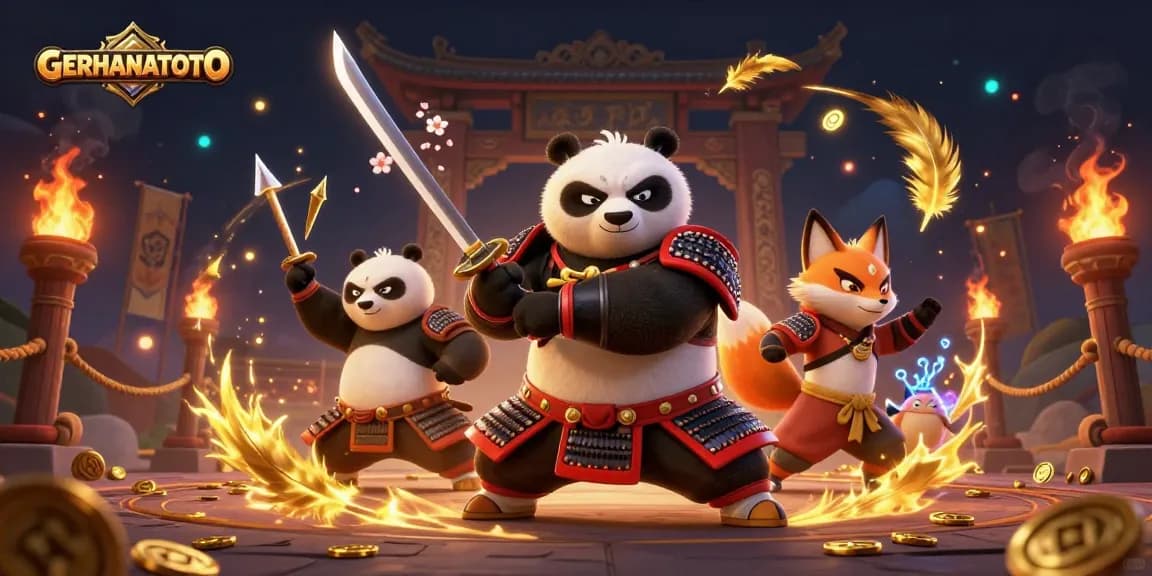 GERHANATOTO menghadirkan festival kemenangan lengkap dengan karakter lucu dan simbol perjudian yang memukau.