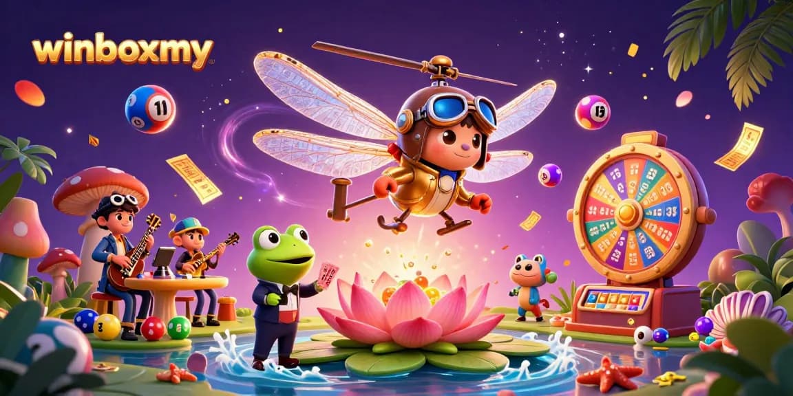 Experience exciting online gaming at winboxmy with vibrant casino illustrations and dynamic gaming elements.