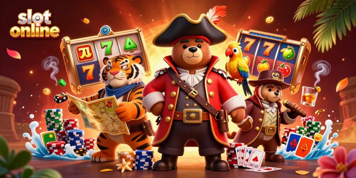 Menghadirkan slot online yang menarik dengan beruang kapten bajak laut 3D dan elemen permainan lainnya.