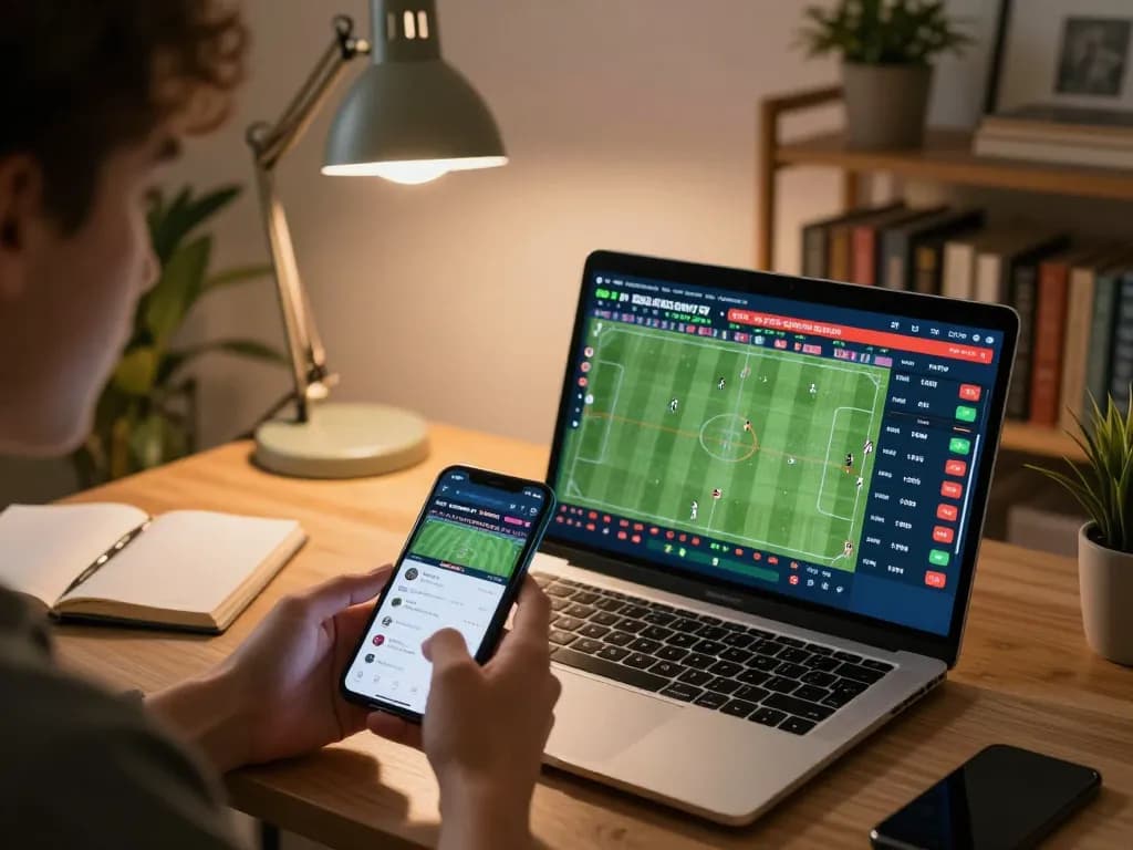 Engaging in live betting with keonhacai app displayed on smartphone at home