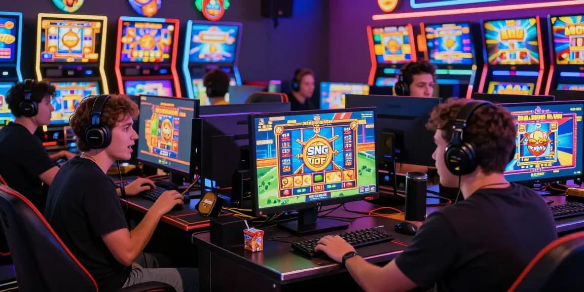 Players enjoying a vibrant online slot gacor gaming experience in a lively environment.