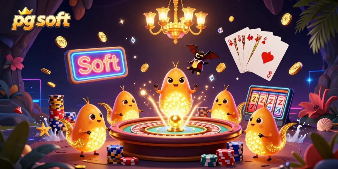 Illuminate your wins with pg soft in this captivating casino scene featuring vibrant game elements.