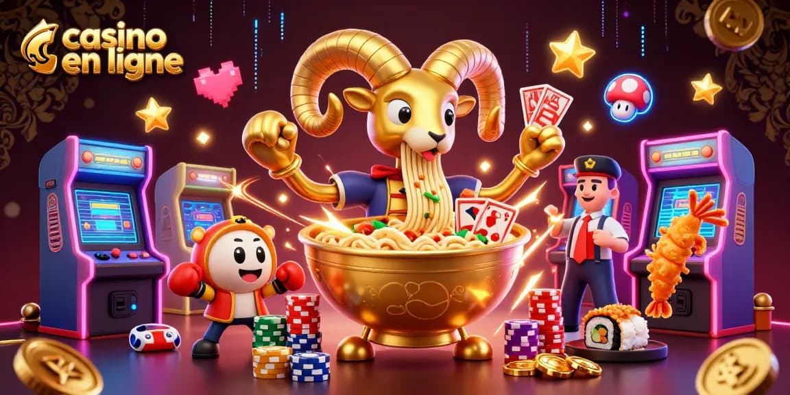Plongez dans le monde du casino en ligne avec une illustration dynamique animée d'une scène excitante