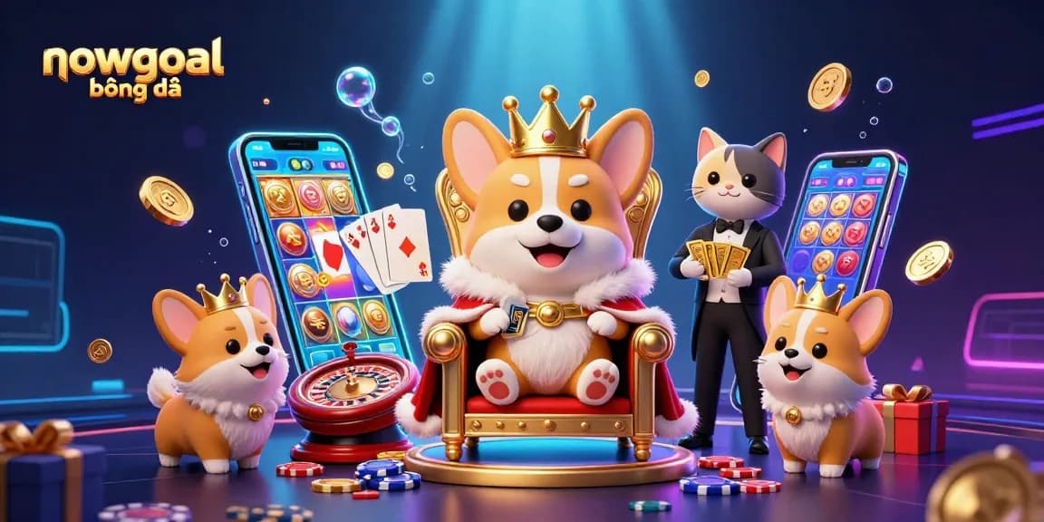 Catch the excitement of nowgoal bóng đá with a vibrant scene of 3D characters and dynamic casino elements.