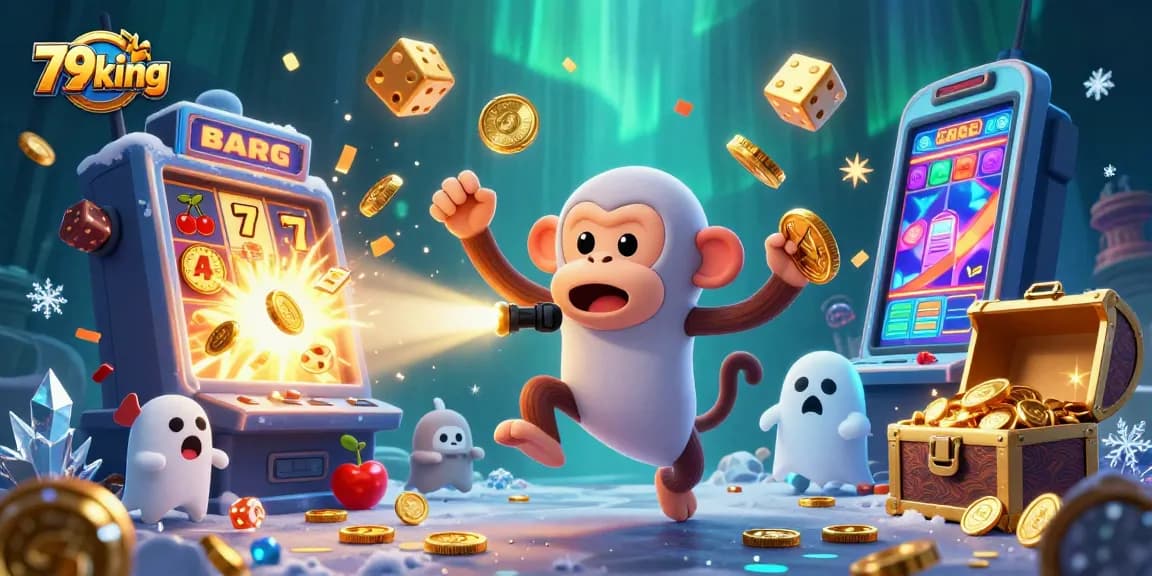 Experience the thrill of winning at 79king with juggled coins, dynamic slots, and a playful puppy.