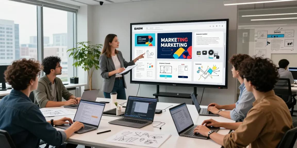 Team collaboration in a creative workspace using mixboard ai for innovative brainstorming.