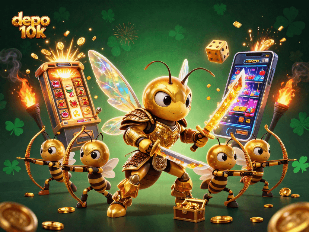 Spin jackpots with depo 10k and win big—a vibrant 3D casino illustration