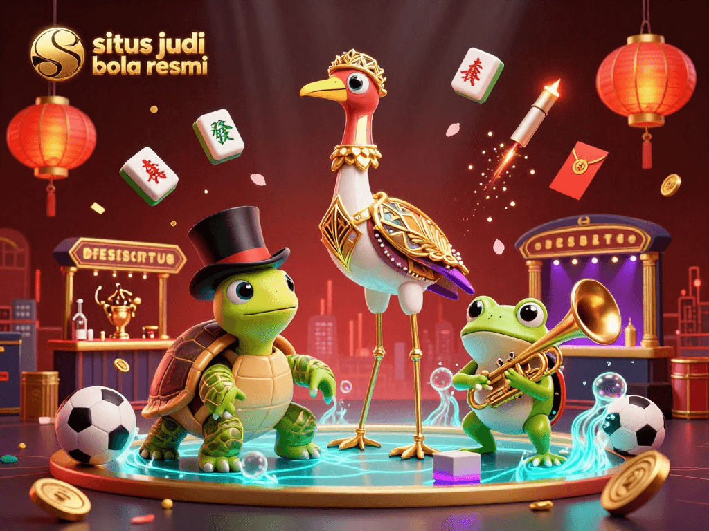 Engage with situs judi bola resmi at a vibrant online sports betting scene featuring dynamic characters and elements.