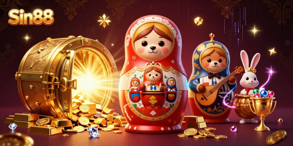 Sin88 invites players to experience thrilling casino excitement with vibrant 3D gaming elements and treasures.