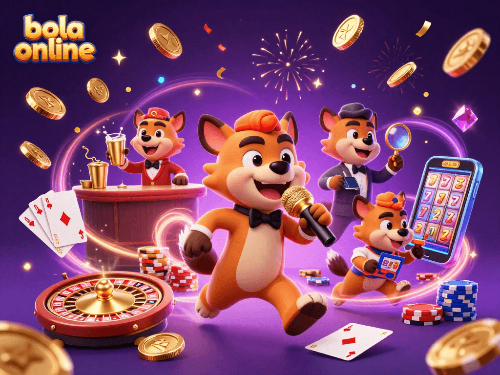 Bola online: Enjoy a vibrant comedy casino scene featuring animated hyenas with gold coins and jackpots