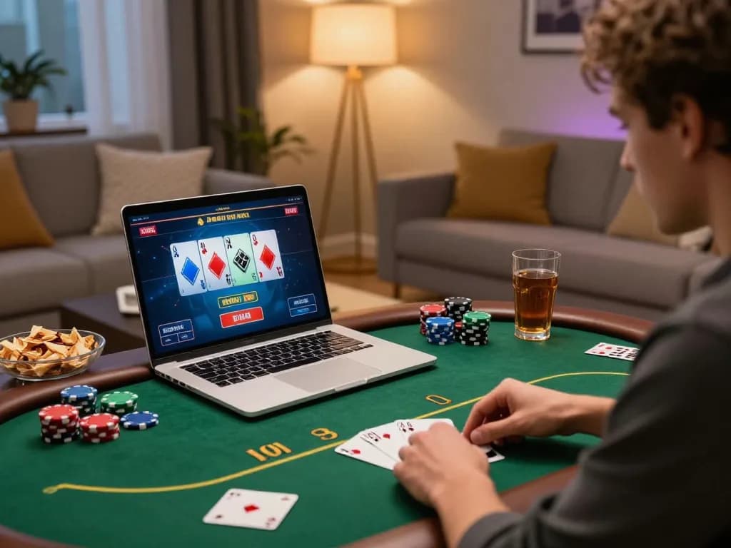Engaging online poker action on the 388bet platform, showcasing a player immersed in the game