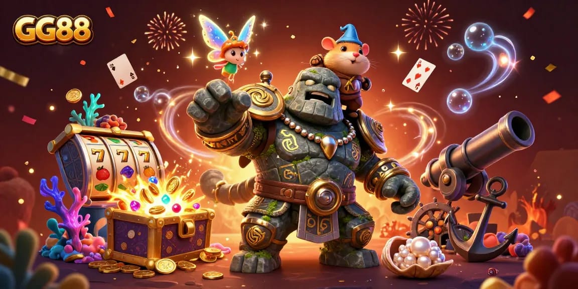 Experience winning at GG88 with vibrant fantasy characters and exciting casino elements.