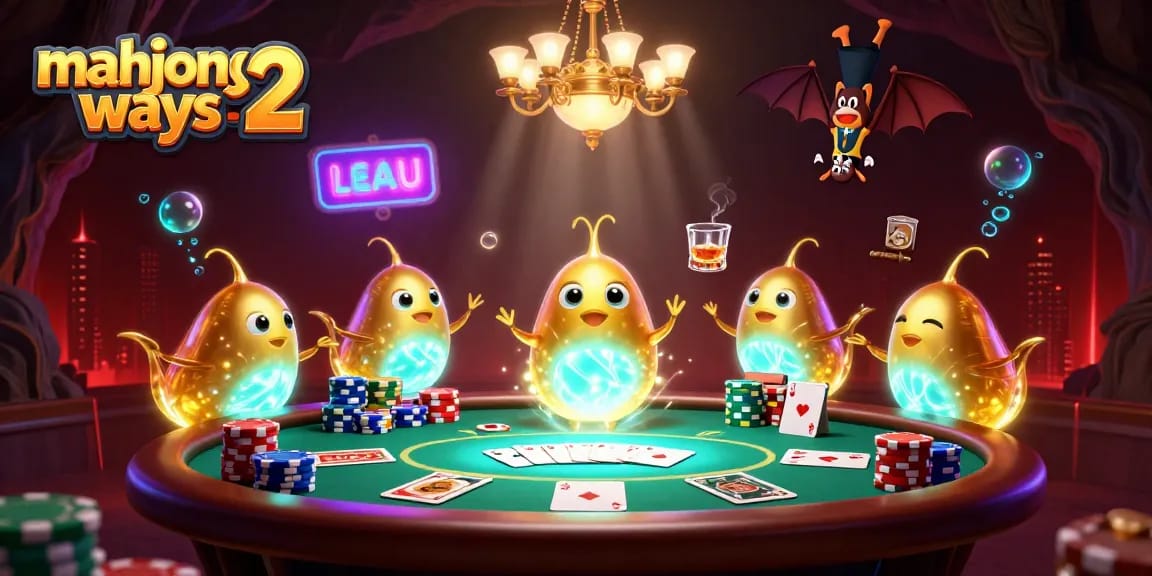 Engage with mahjong ways 2 in a vibrant casino scene illuminated by glowing characters and rich game elements.
