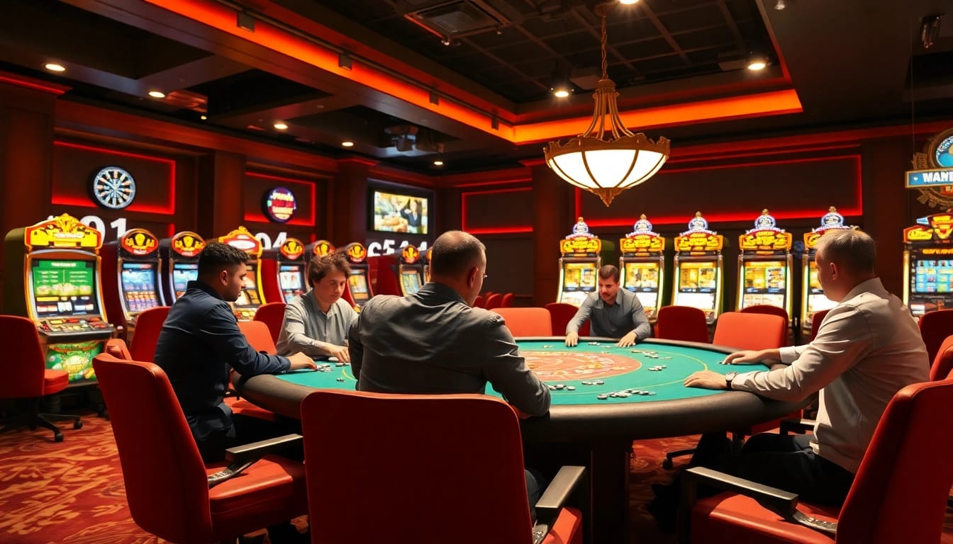 Permainan kasino bbni4d yang mengasyikkan dengan pemain di meja poker.