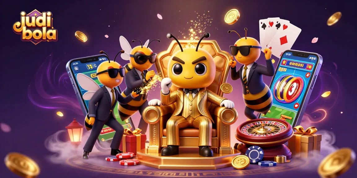 Experience thrilling judi bola action with dynamic betting elements in this vibrant 3D illustration.