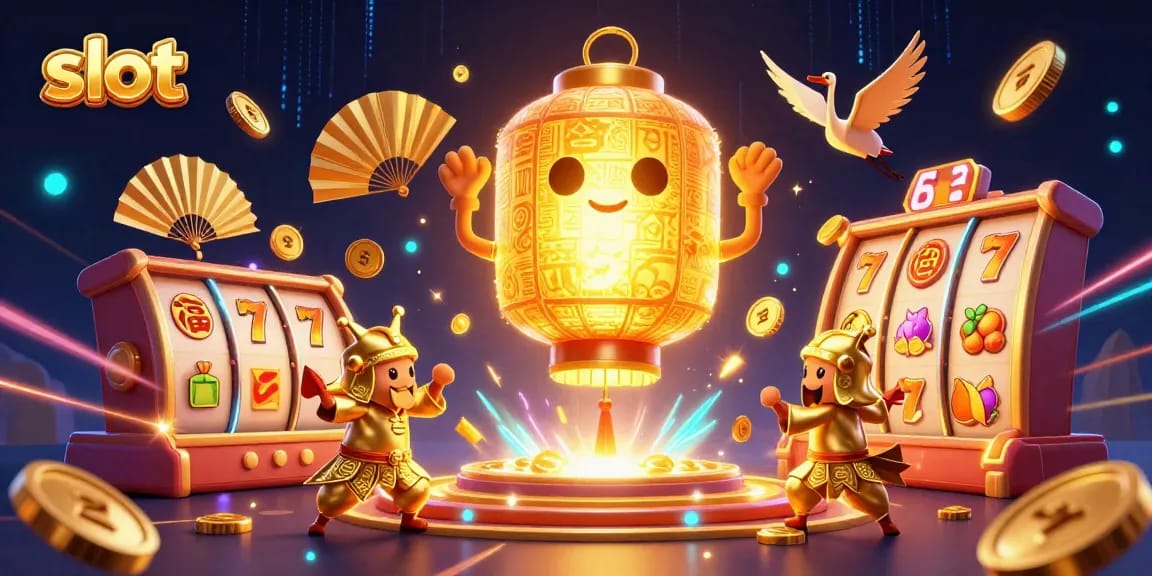 Spin the slot reels with exciting characters and dazzling elements in a vibrant casino scene.