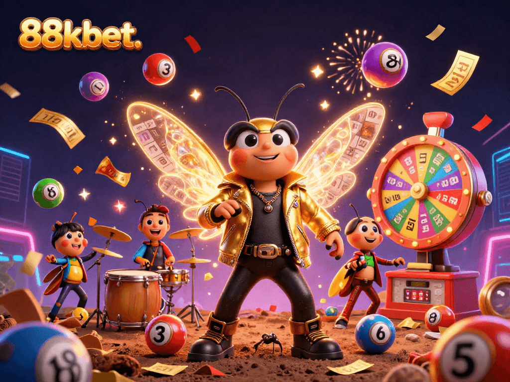 Watch the 88kbet. cicada rock star and fun casino elements in this vibrant scene.