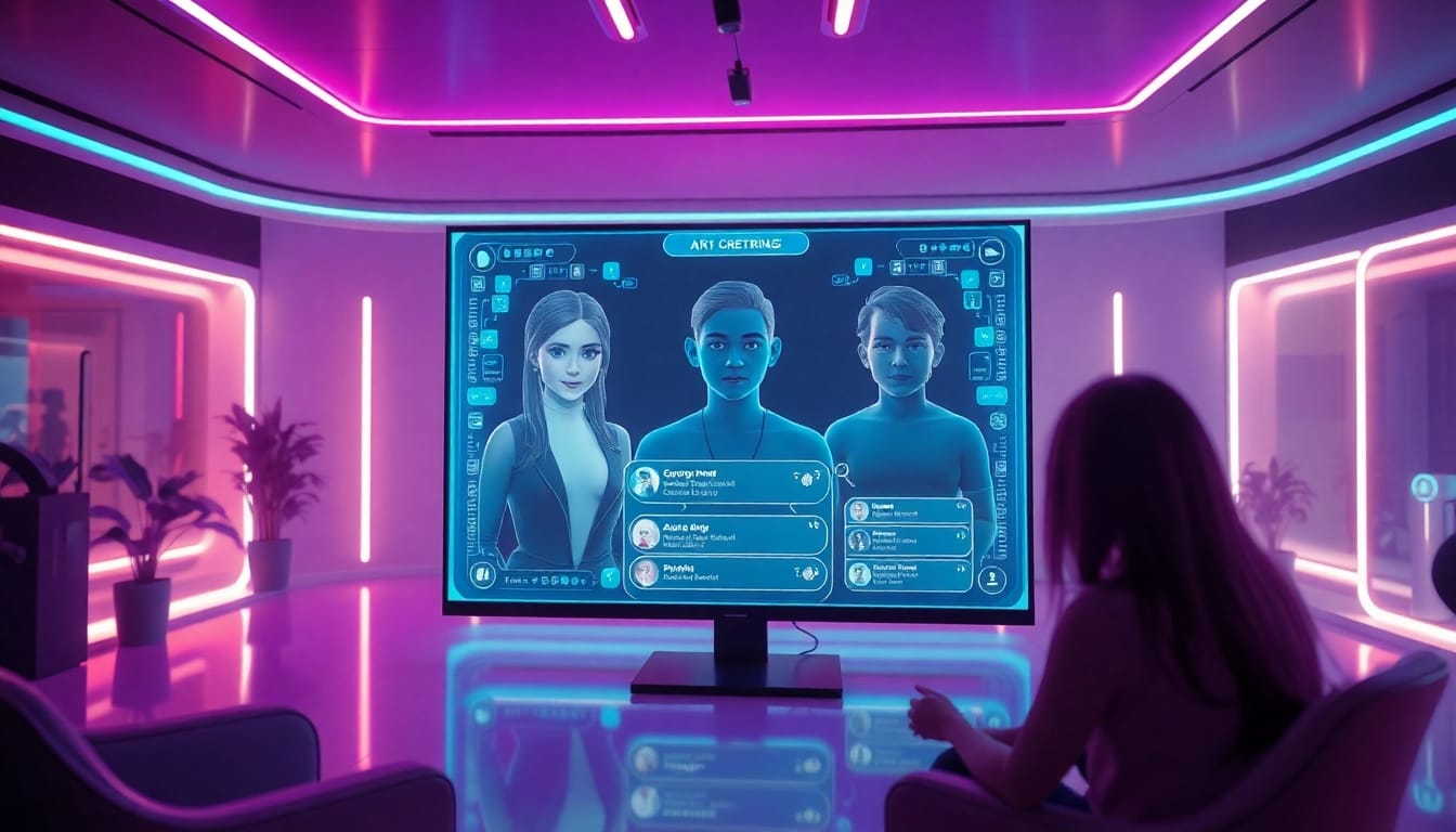 Experience unfiltered ai porn chat in a futuristic virtual environment with engaging AI avatars.