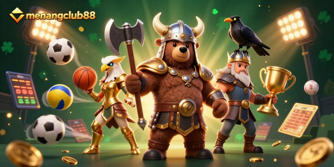 Engage in thrilling sports betting adventures at menangclub88 with dynamic gaming elements and vibrant characters.