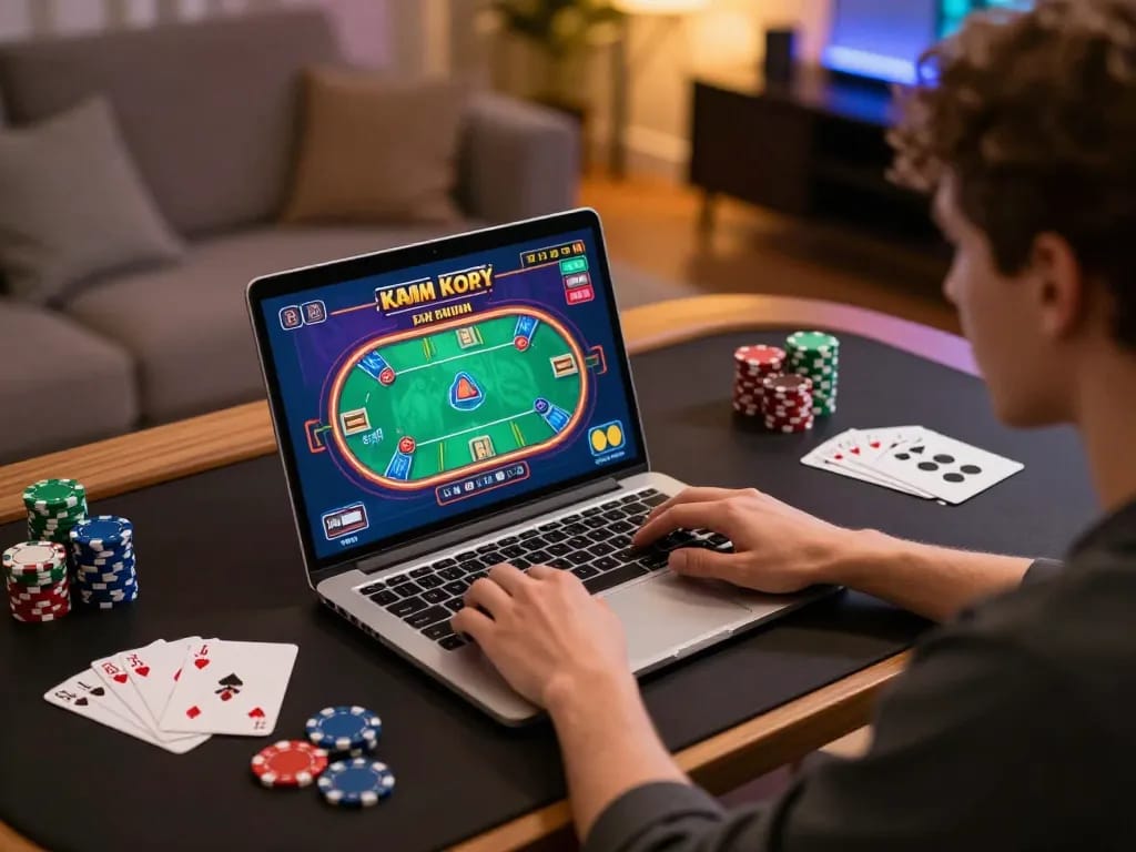 Engaging gameplay on XX88 casino platform, showcasing vibrant poker interface and strategic notes while gaming.
