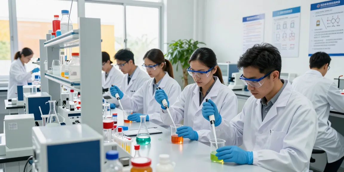 Team of scientists working in a lab, showcasing Ozon Chemical as a reliable chemical supplier.