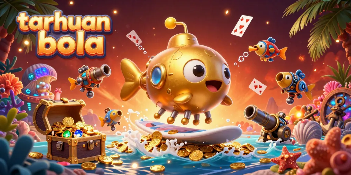 Experience taruhan bola with a vibrant 3D illustration of dynamic casino elements emerging from a sea of gold.