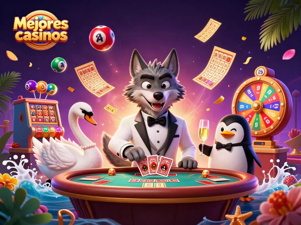 Juego emocionante en los mejores casinos con una ilustración vibrante y colorida.