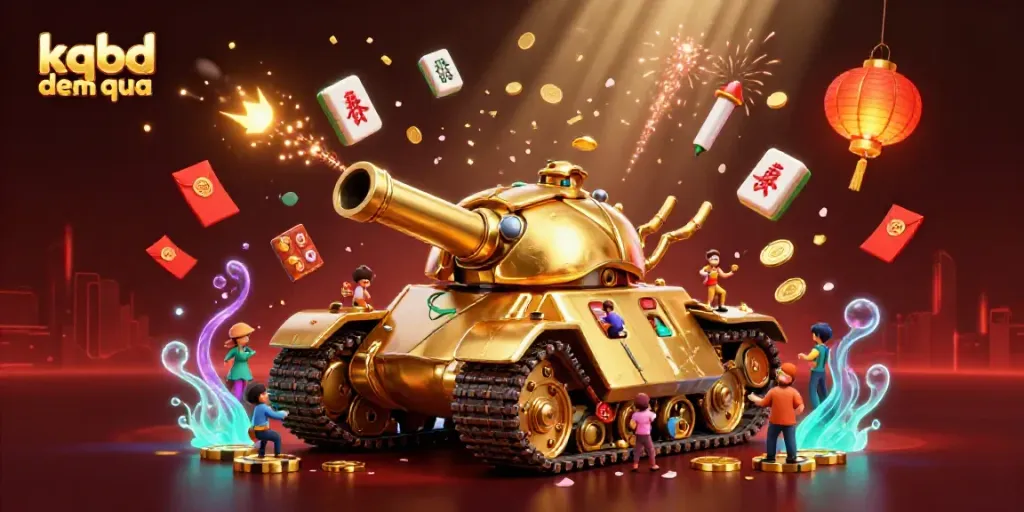 Experience kqbd dem qua with vibrant digital casino scene featuring a golden beetle tank and dynamic elements.