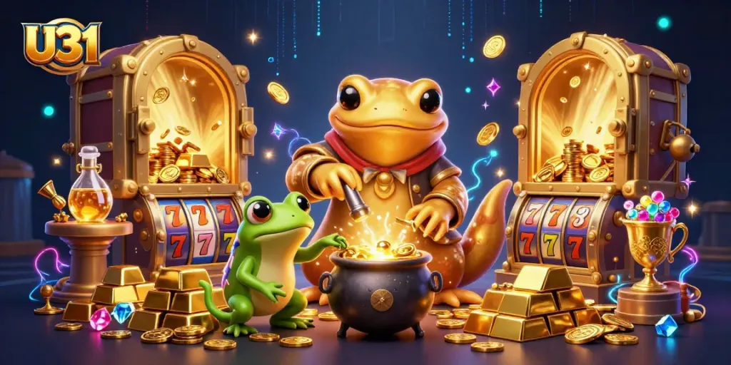 Experience the magic of U31 casino with enchanting characters and vibrant elements showcasing dynamic gambling action.