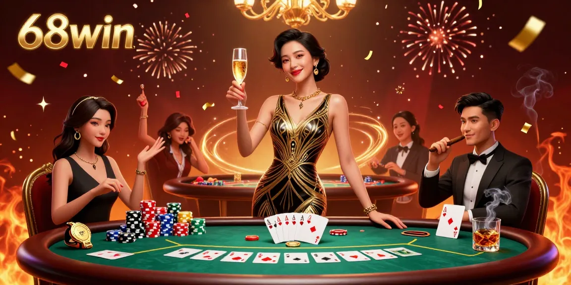 Experience the thrill of 68win in a vibrant casino atmosphere with lively gambling elements.