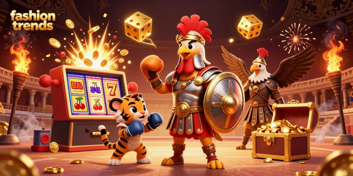 Experience fashion trends with a dynamic 3D casino scene displaying vibrant slot games and engaging characters.