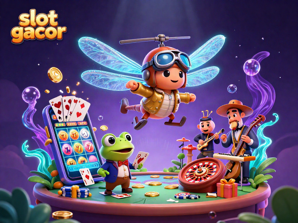 Experience thrilling action with slot gacor games showcased in an illustrated 3D casino scene.