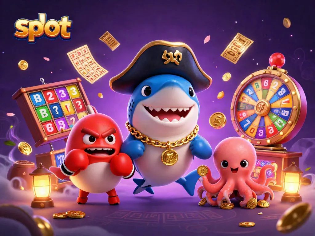 Experience thrilling slot fun with colorful reels, pirate characters, and vibrant casino elements.