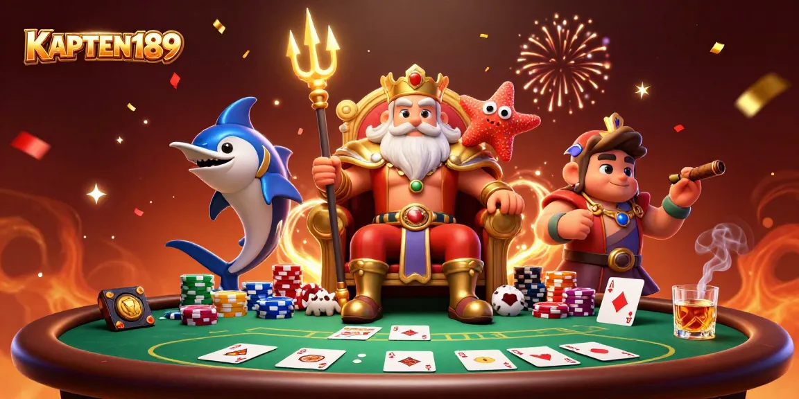 KAPTEN189 menampilkan permainan kartu poker yang megah dengan makhluk laut dalam latar belakang yang menarik.