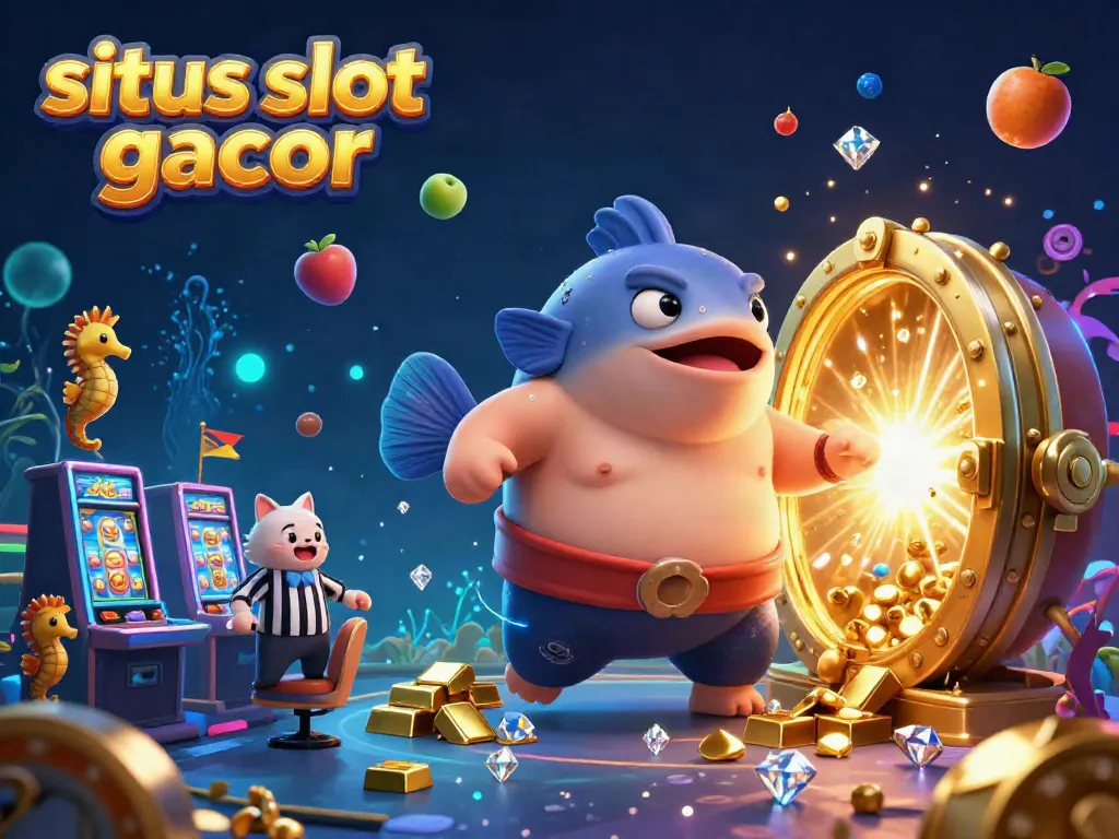 Spot permainan situs slot gacor dengan ikan fugu besar dan elemen slot yang mengesankan.