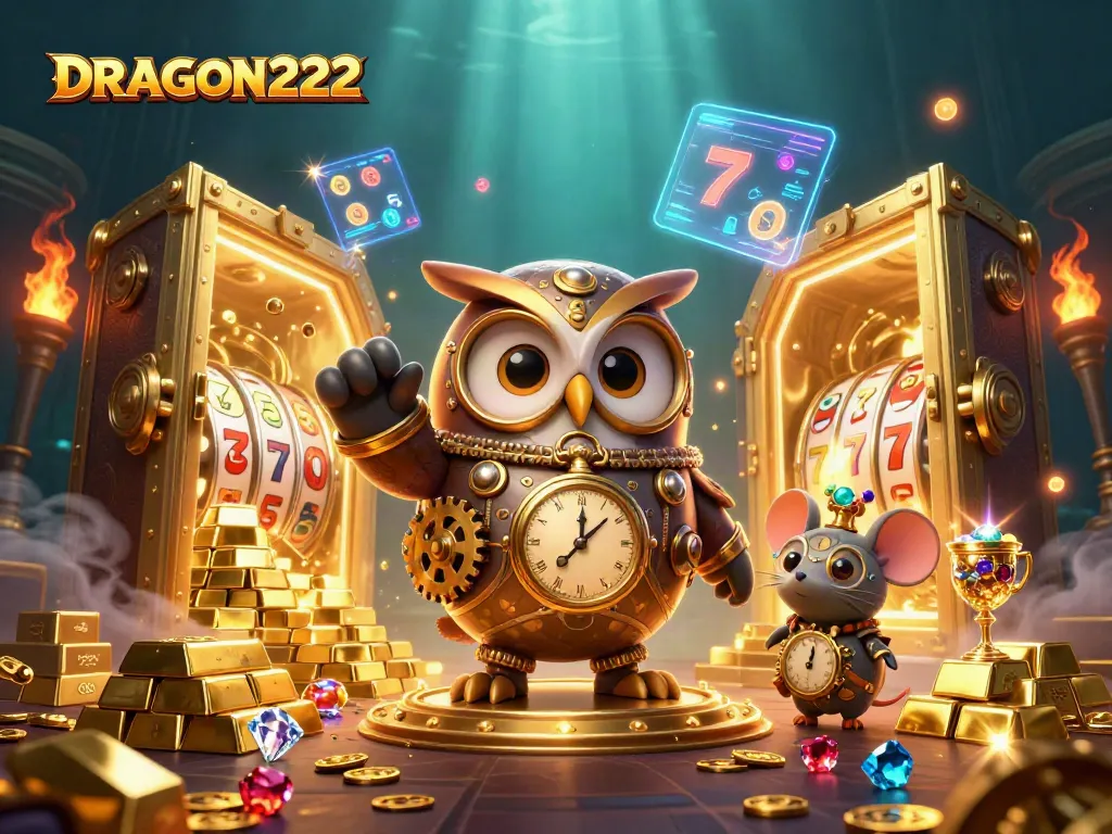 Play slots and win big with DRAGON222's captivating illustration of a dynamic casino scene.