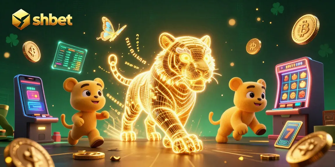 Experience the exhilarating action of shbet in this vibrant casino scene with a neon tiger and digital elements.