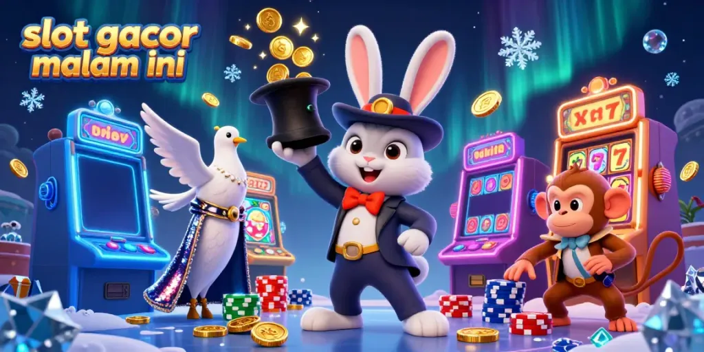 Menggulung koin emas dengan slot gacor malam ini bersama karakter menarik yang beraksi di kasino.
