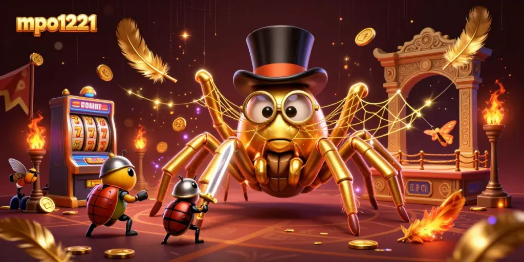 Experience excitement with mpo1221, as a brave beetle knight faces the golden tarantula in a casino showdown.