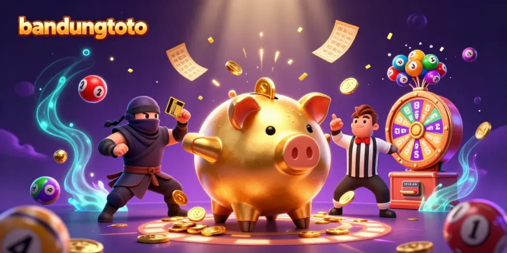 Engage with bandungtoto as the golden piggy bank sumo wrestler and lively game elements create excitement.