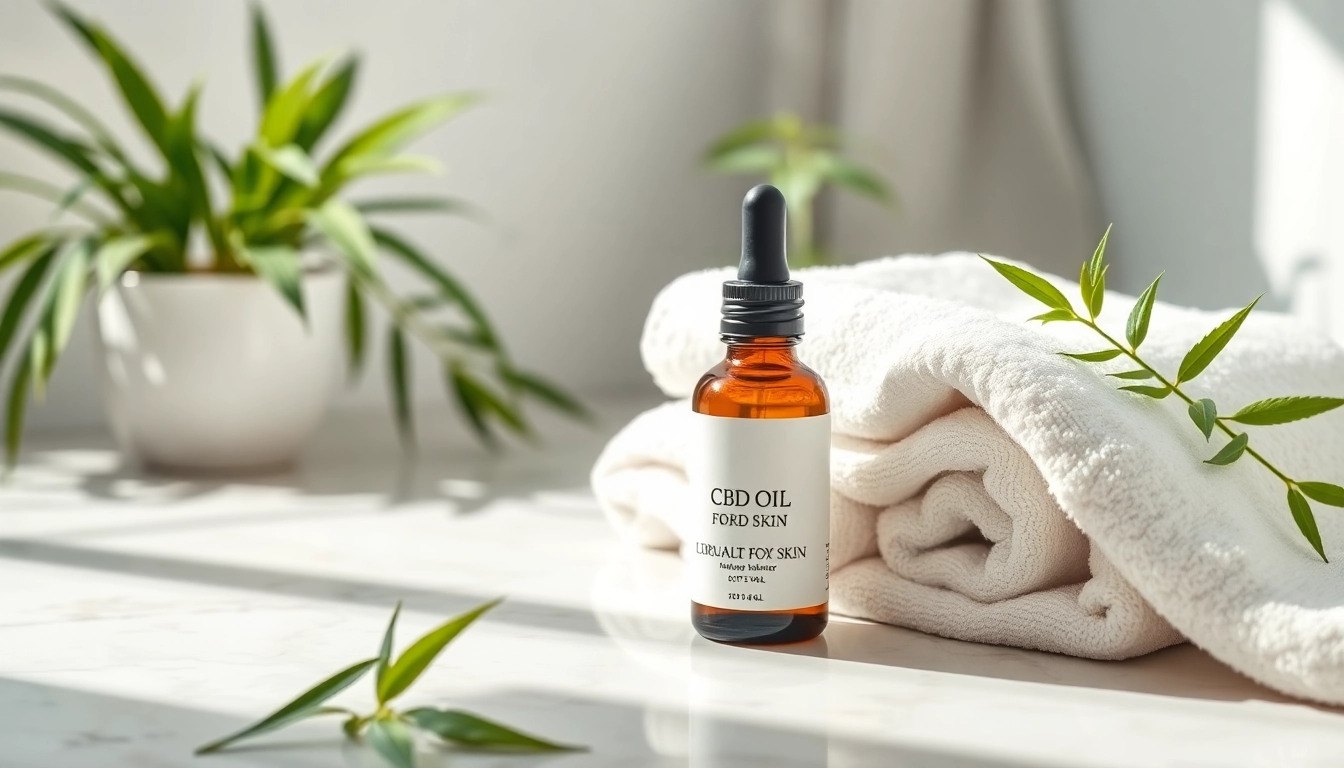 Apply CBD oil for skin in a serene spa setting with fresh greenery and natural light.