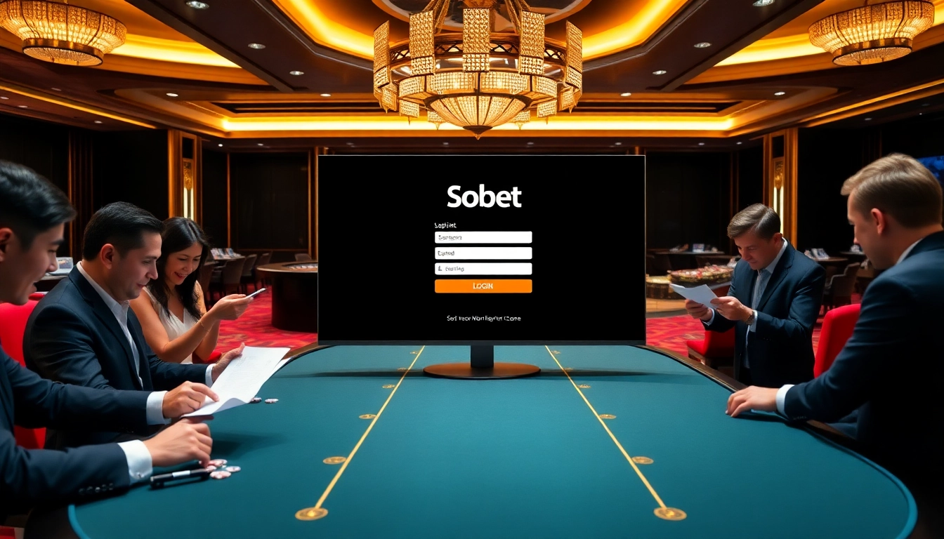 Engage with sbobet login terbaru at a sophisticated casino gaming table filled with eager players.