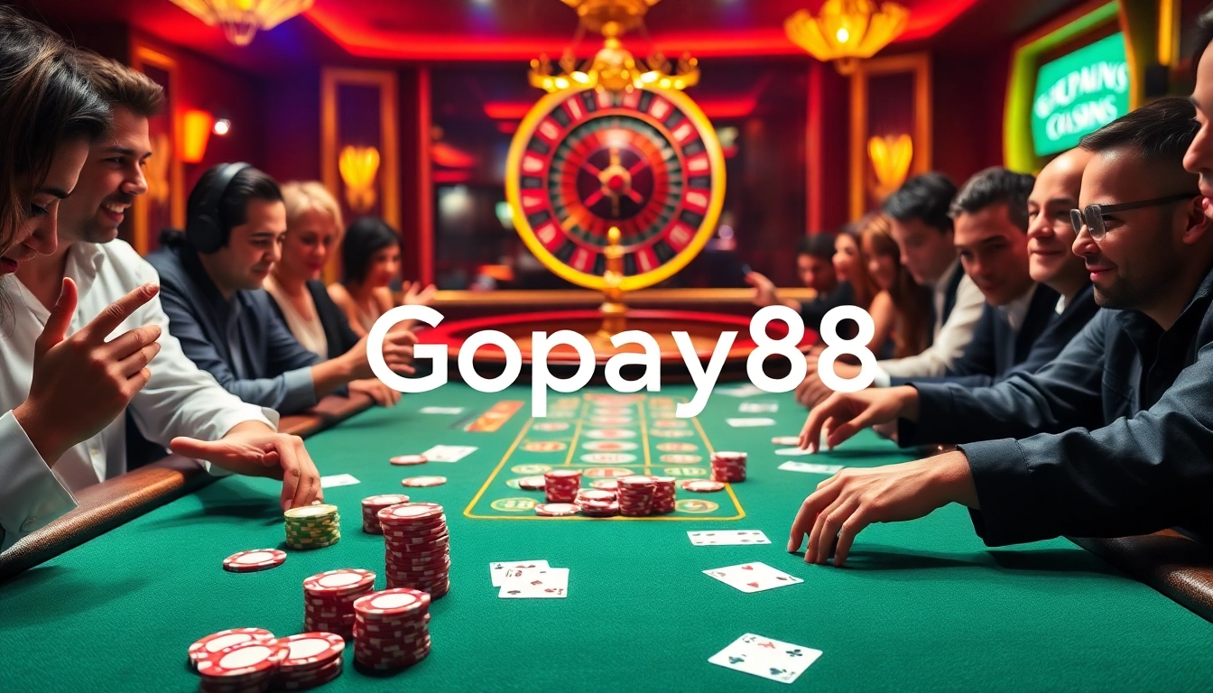 Experience the thrill of Gopay88 with a high-stakes poker scene capturing excitement and luxury.