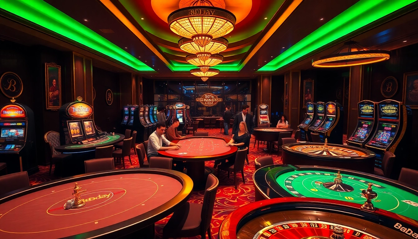 Players enjoying high-stakes games at 8day casino, showcasing vibrant tables and thrilling atmosphere.