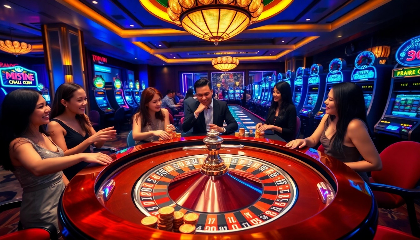 Topvin players enjoying an exhilarating experience at a vibrant casino roulette table.